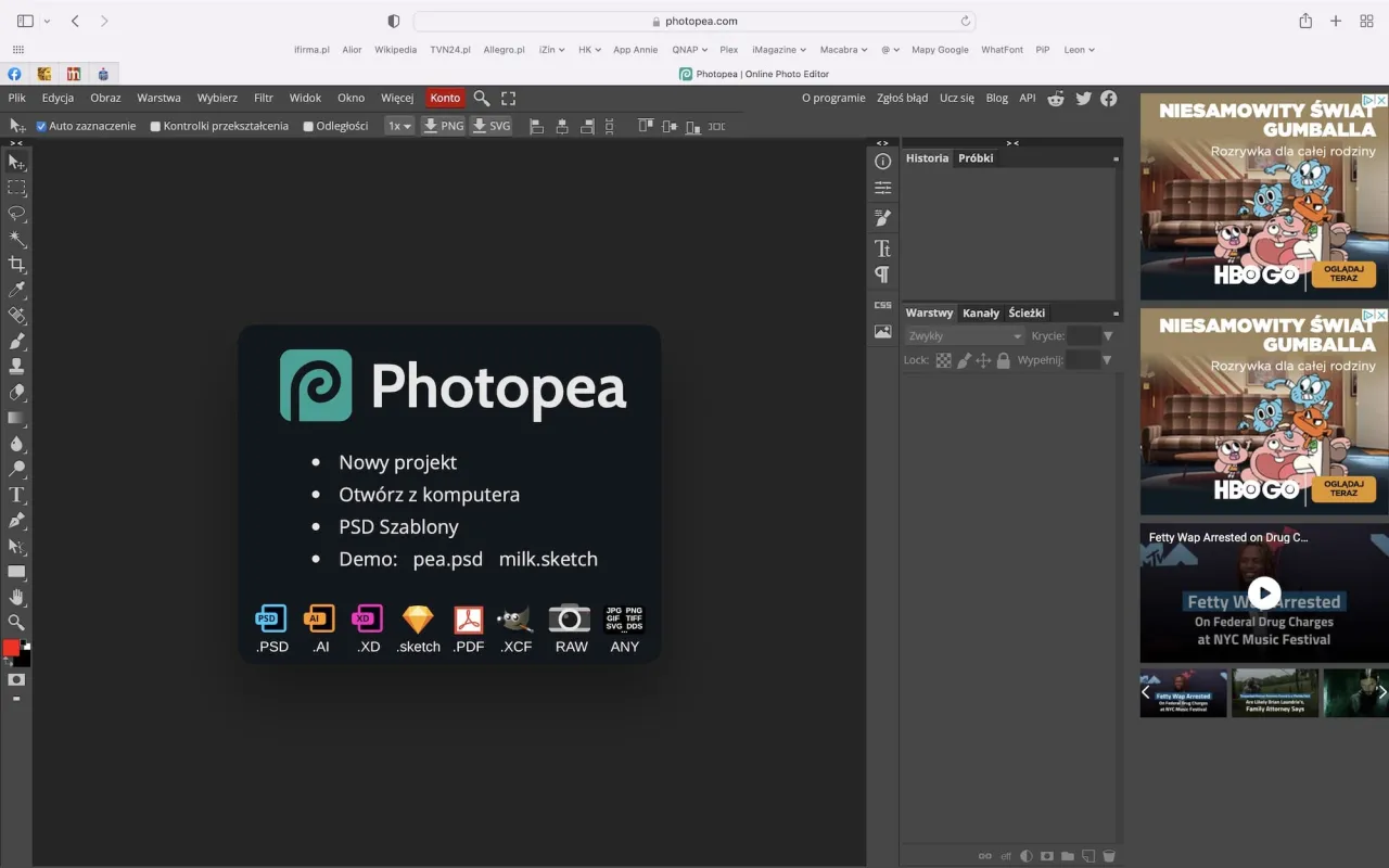 Photopea, darmowy edytor graficzny online, oferuje wiele funkcji. Czy photoshop jest darmowy? Nie, ale Photopea jest świetną alternatywą.