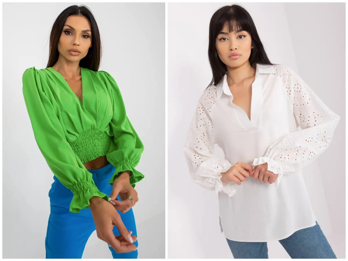 Modne bluzki z bufiastymi rękawami i wiązaniami