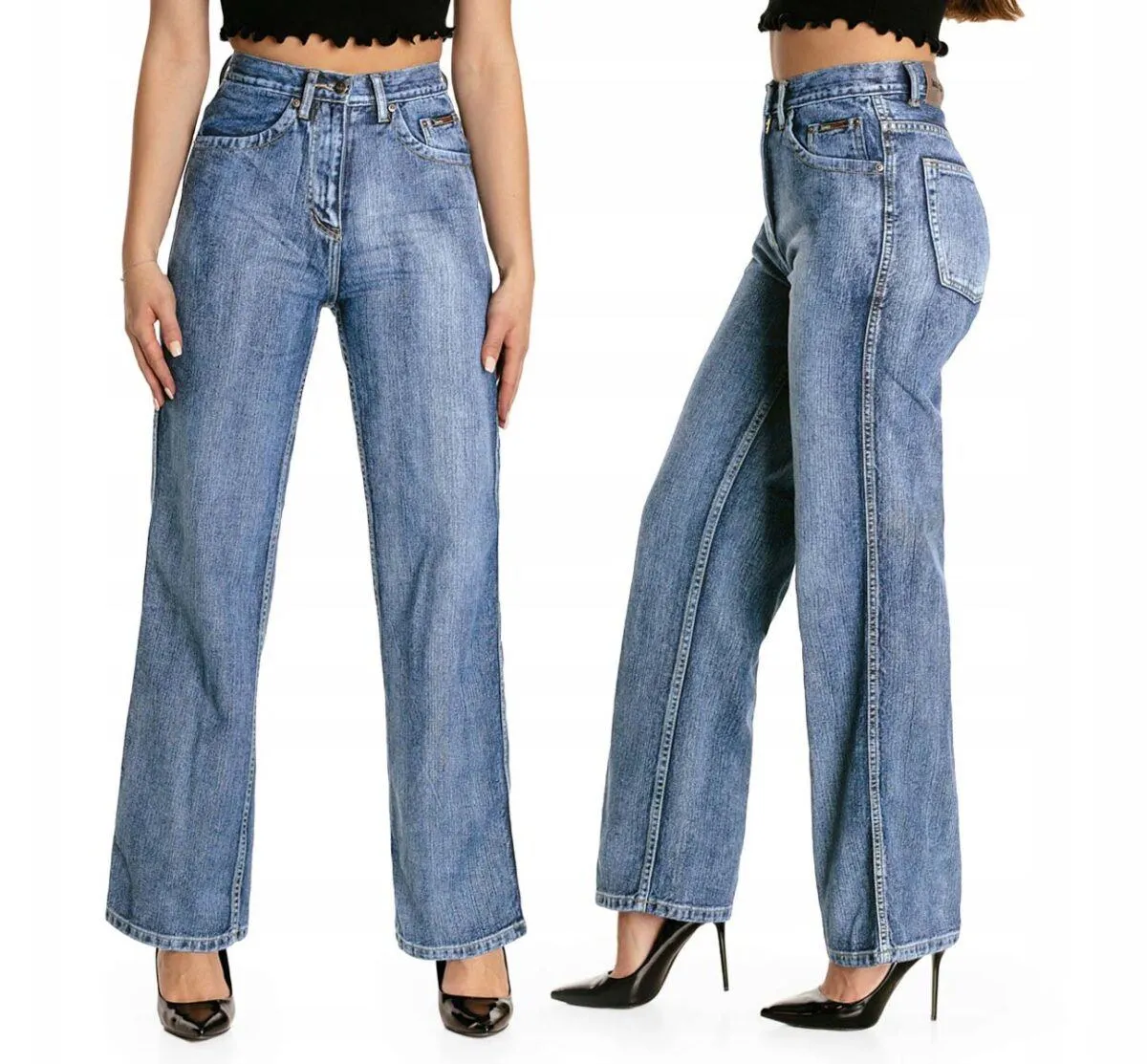 Szerokie spodnie damskie różne sylwetki