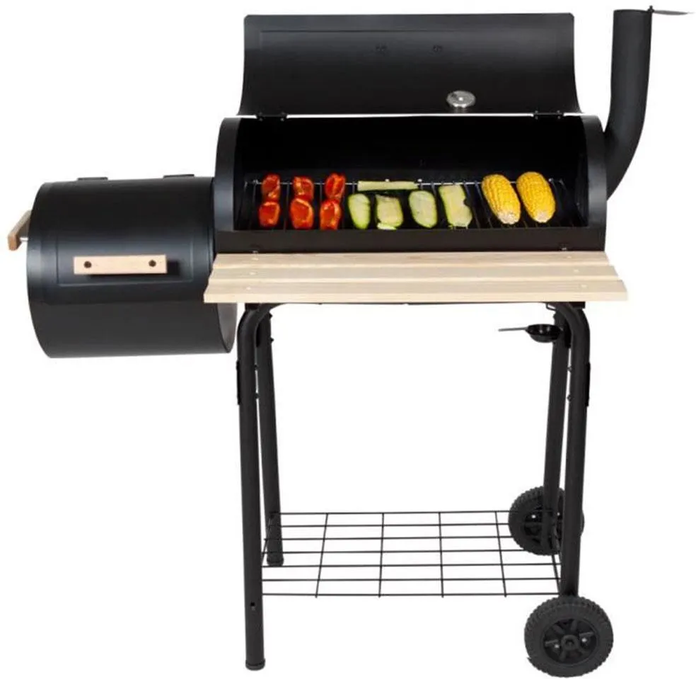 Grill beczkowy z wędzarnią lokomotywa