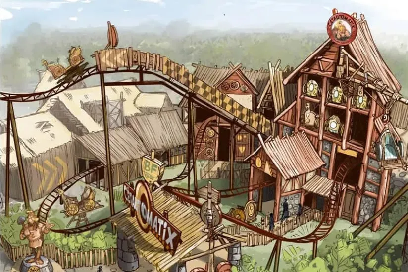 Concept art attraction C&eacute;tautomatix Parc Ast&eacute;rix 2025