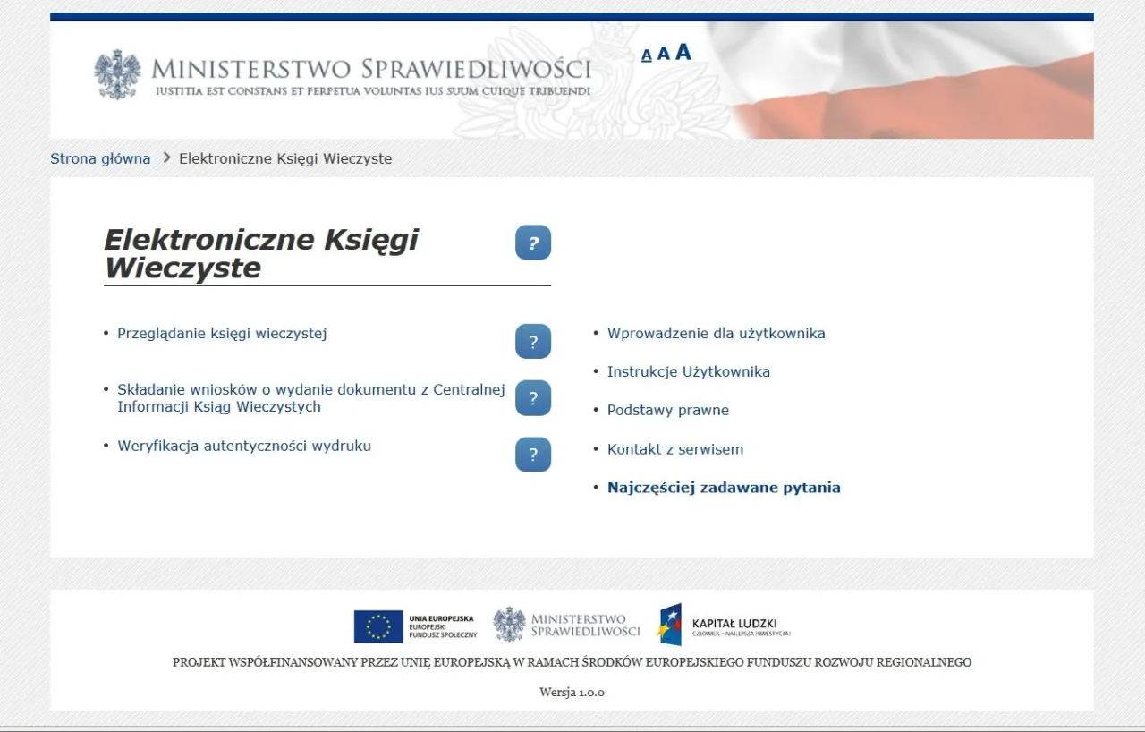 Elektroniczne Księgi Wieczyste strona główna