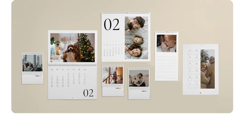 rodzaje kalendarzy ze zdjęć, formaty fotokalendarzy ścienny biurkowy trójdzielny