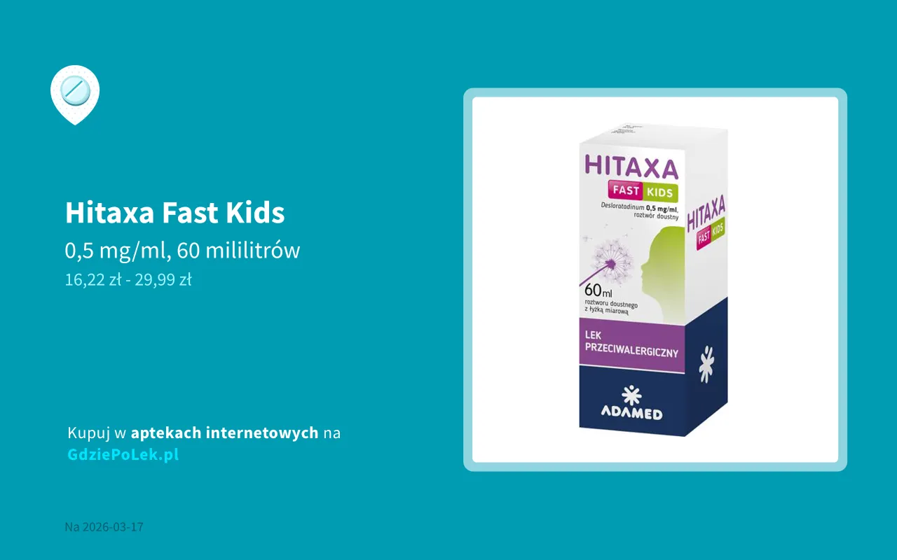 Hitaxa Fast Kids to lek przeciwalergiczny dla dzieci. Opakowanie 60 ml.