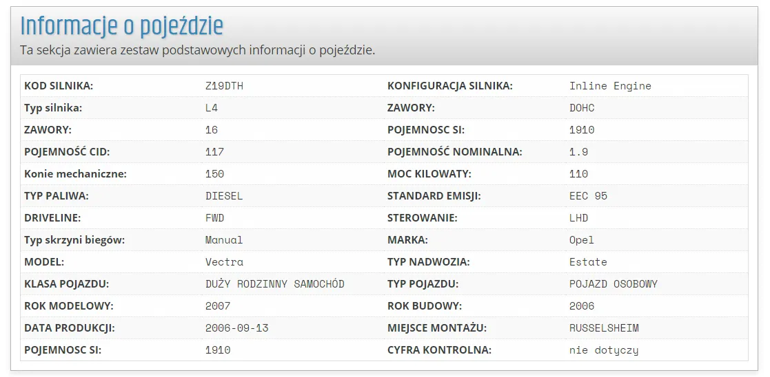 dekoder VIN Opel Insignia