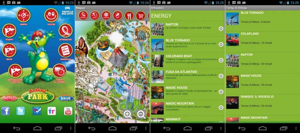 App Gardaland schermata attrazioni