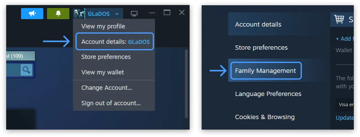 Steam Families creation steps screenshots