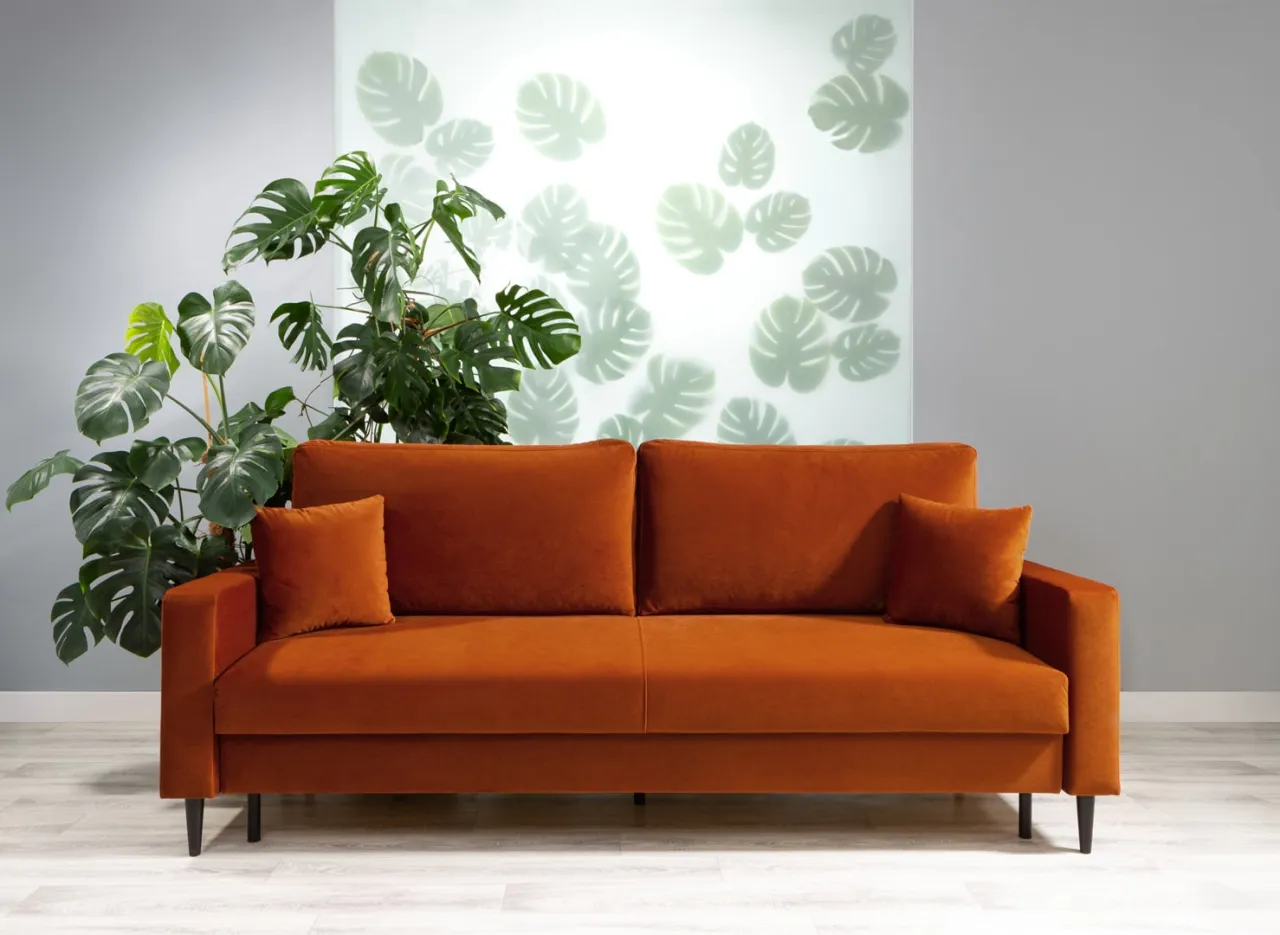 ruda kanapa styl loft boho nowoczesny