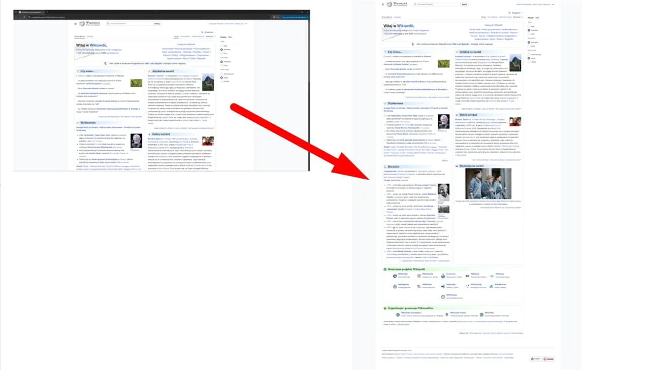 Przewijany zrzut ekranu całej strony internetowej