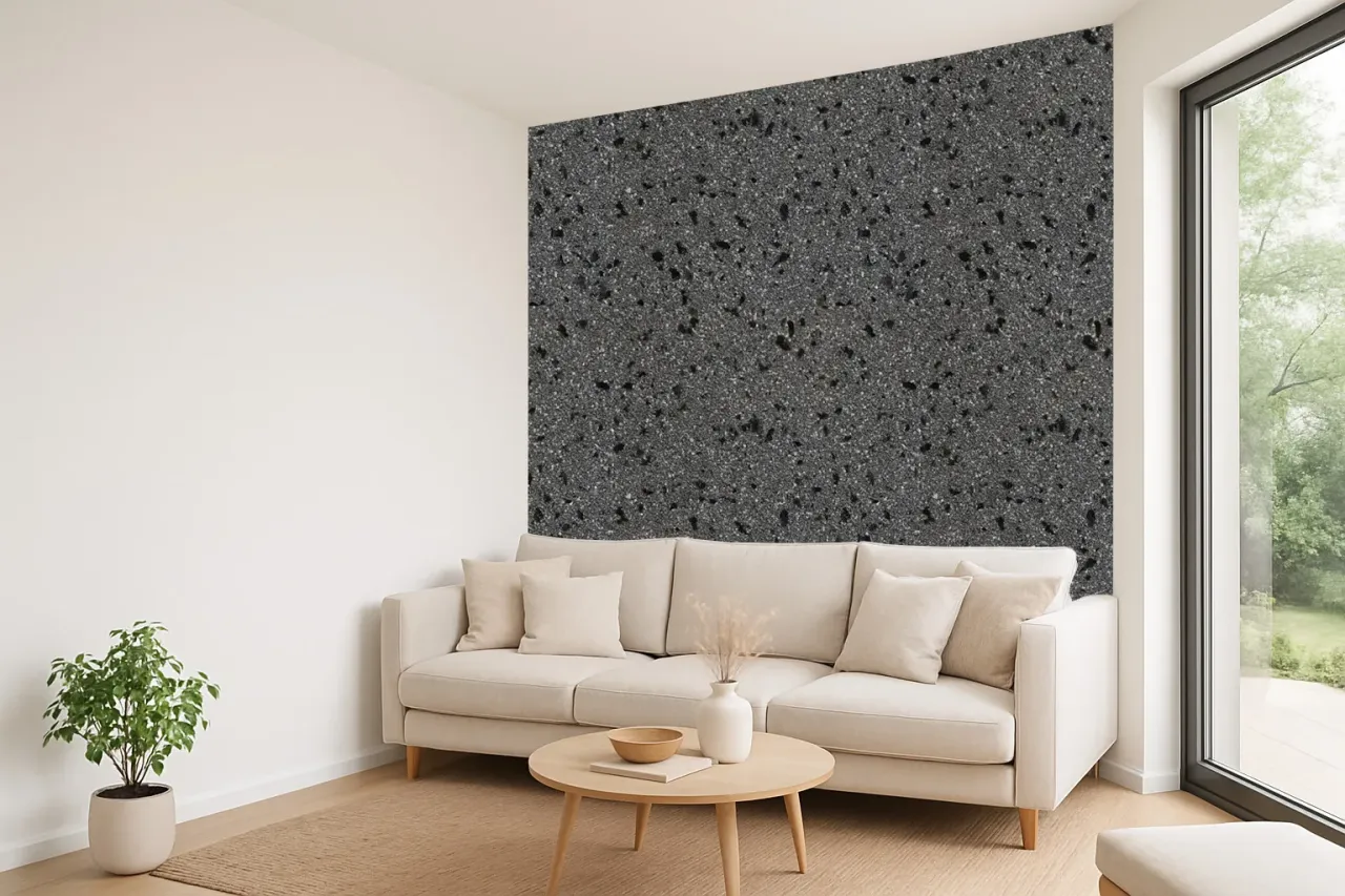 Malowanie tynku mozaikowego wewnątrz przed i po