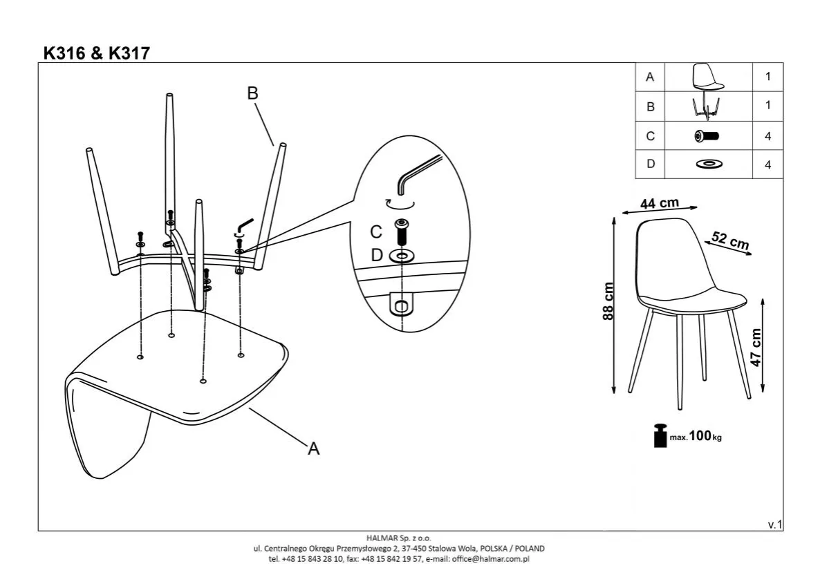 montaż n&oacute;g krzesła skandynawskiego