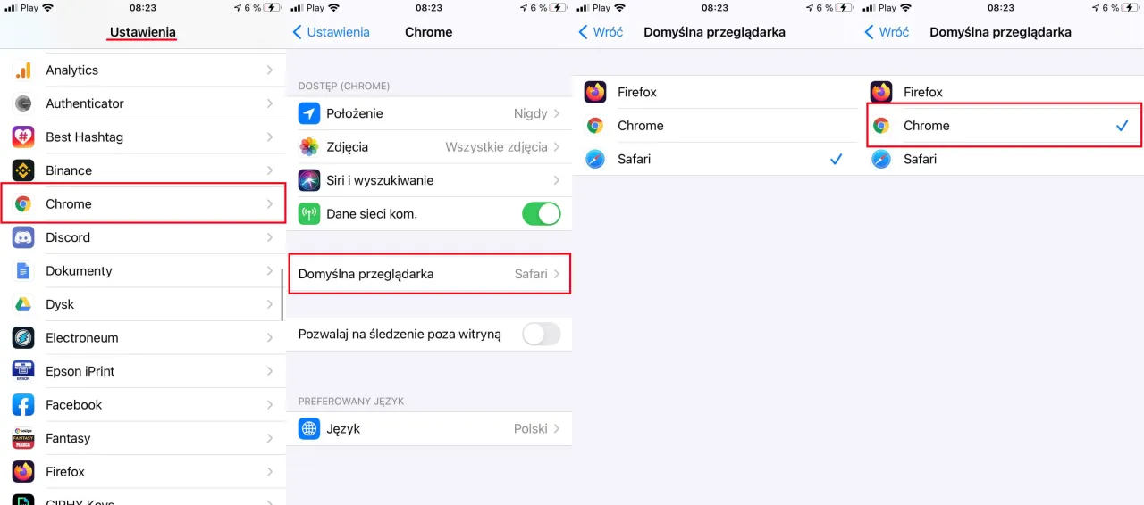 Jak zmienić domyślną przeglądarkę Android iOS