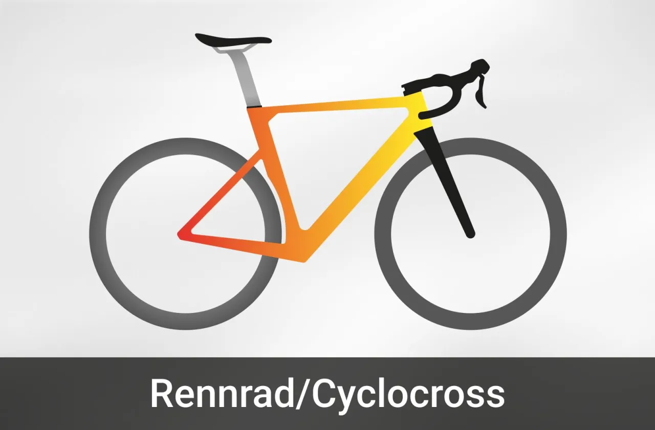 Verschiedene Fahrradtypen E-Bike Rennrad Mountainbike