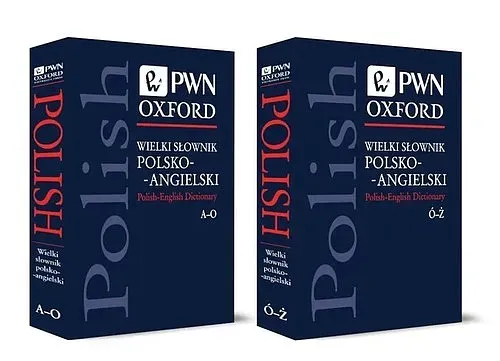 okładki słowników Wielki Słownik PWN-Oxford i Duży Słownik PONS na białym tle