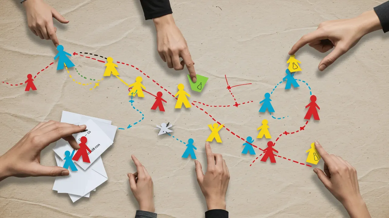 Dzieci bawiące się w grupie pod okiem terapeuty, z elementami gier i odgrywania ról