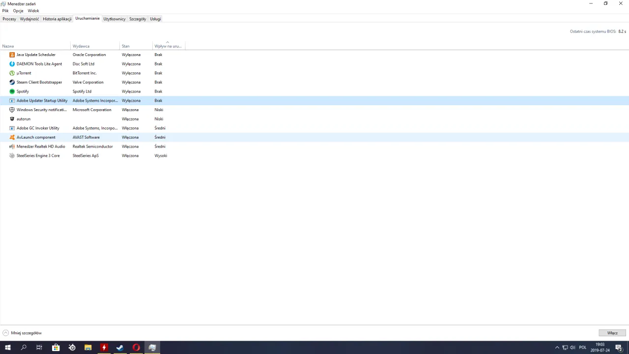 Menedżer zadań Windows uruchamianie Steam