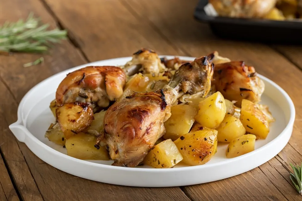 Pollo arrosto con patate in teglia