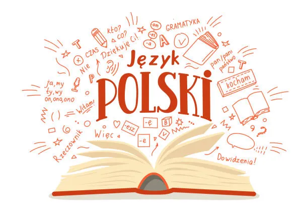 książki i symbole języka polskiego, abstrakcyjna grafika