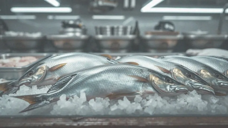 R&oacute;żne rodzaje świeżych ryb przygotowanych do mrożenia