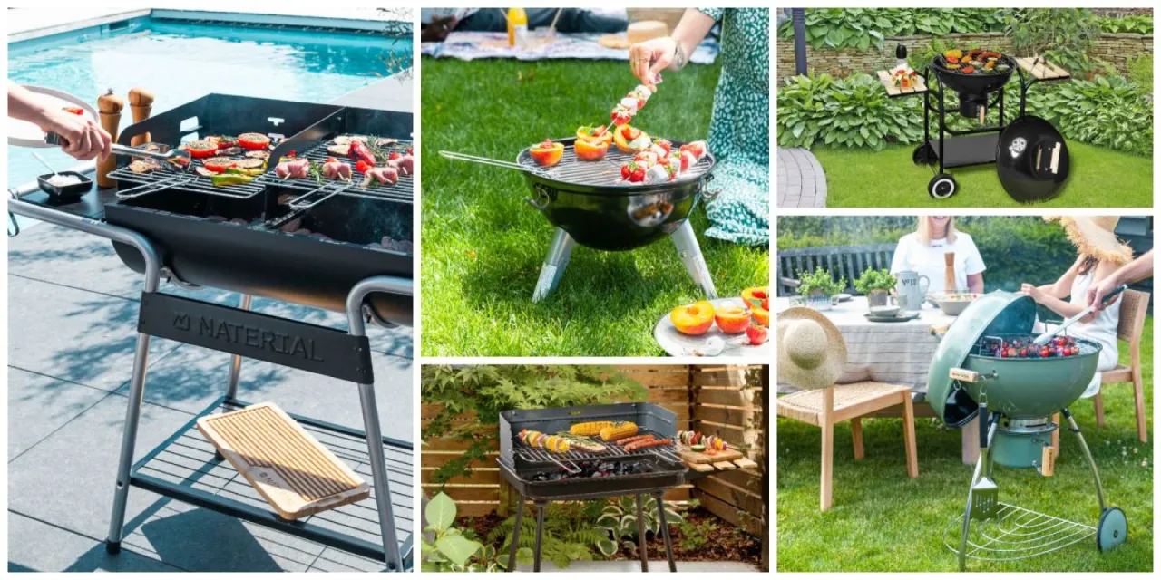różne typy grilli węglowych w ogrodzie