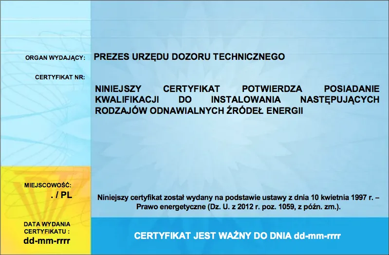 proces certyfikacji instalatora OZE schemat