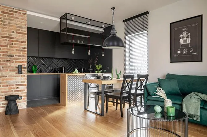 Kuchnia styl industrialny beton cegła
