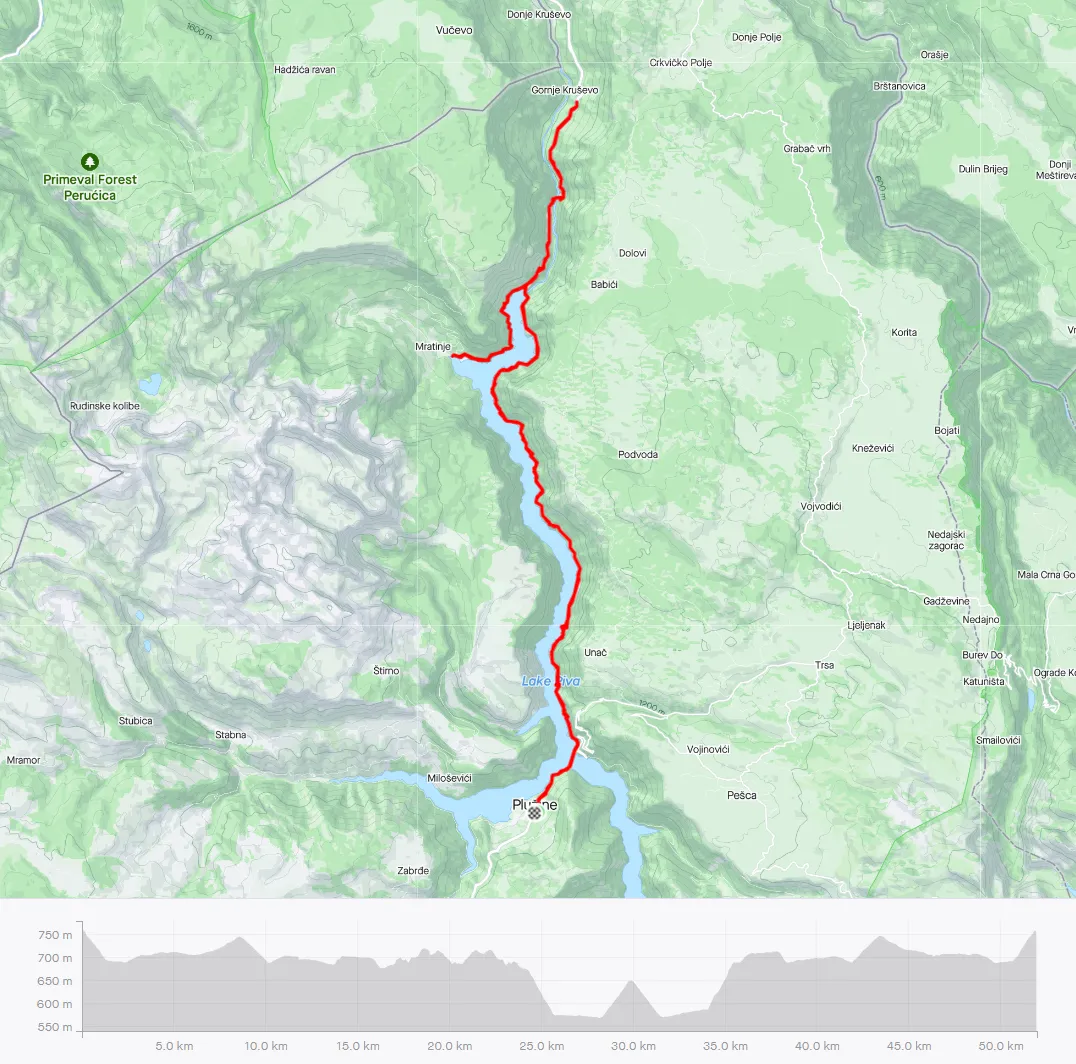 Mapa trasy Polska Czarnog&oacute;ra przez Bośnię i Hercegowinę kanion Piva