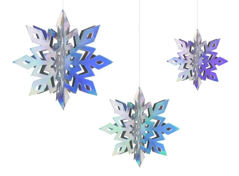 eleganckie papierowe gwiazdy 3D i śnieżynki wiszące w oknie