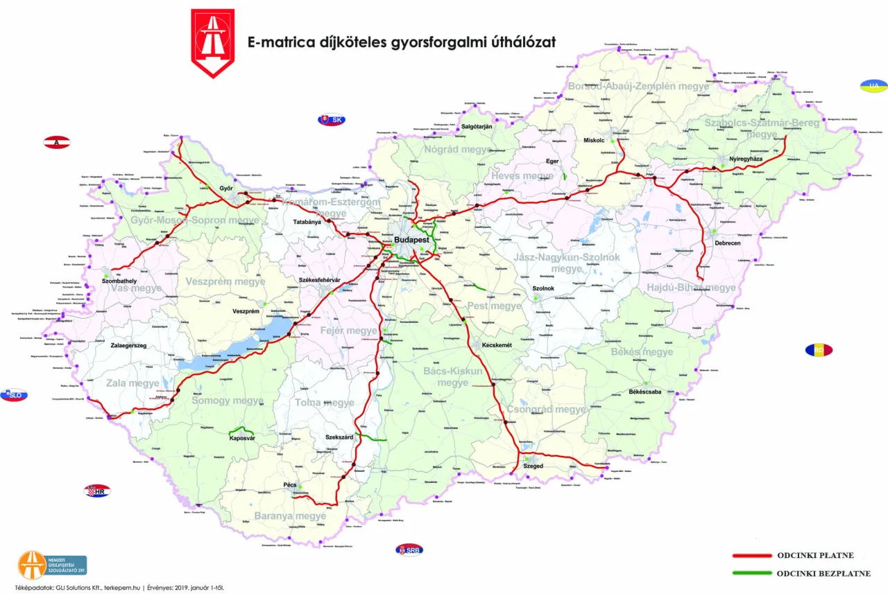winiety Słowacja Węgry elektroniczne