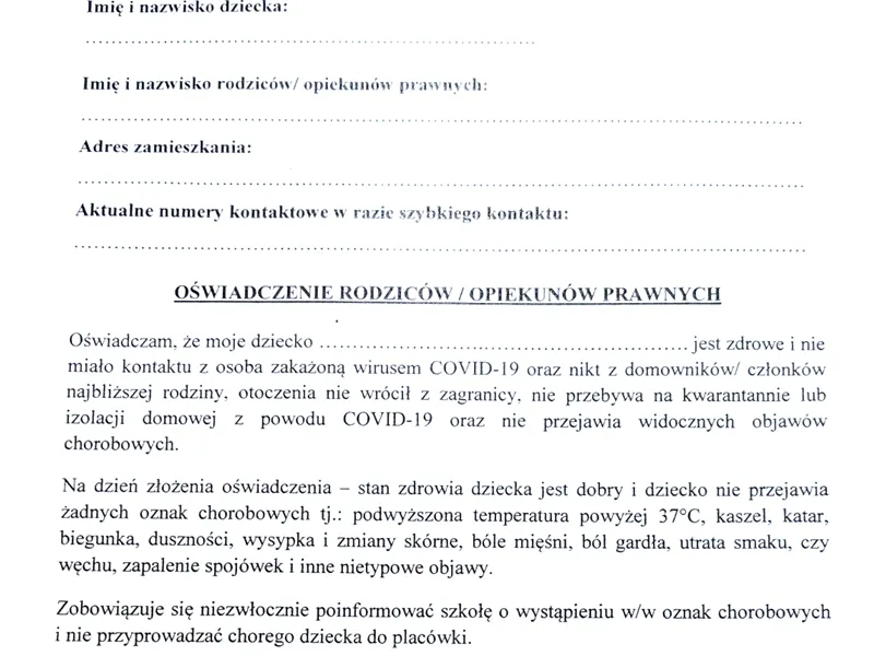 rodzic dziecko szkoła dokumenty