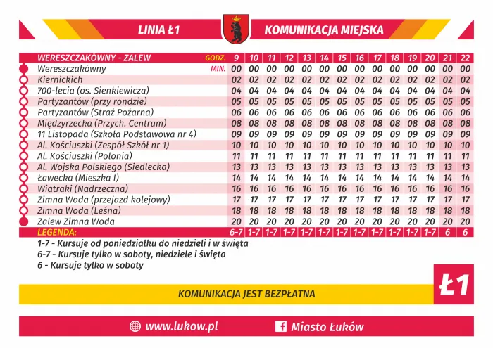 Przystanek busów prywatnych Łuków, tabliczka rozkład jazdy bus