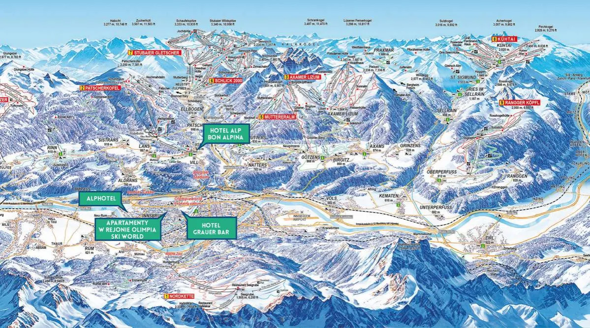 Mapa Innsbrucka w Alpach