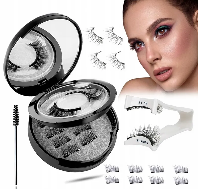 różne rodzaje sztucznych rzęs na pasku, kępki, magnetyczne