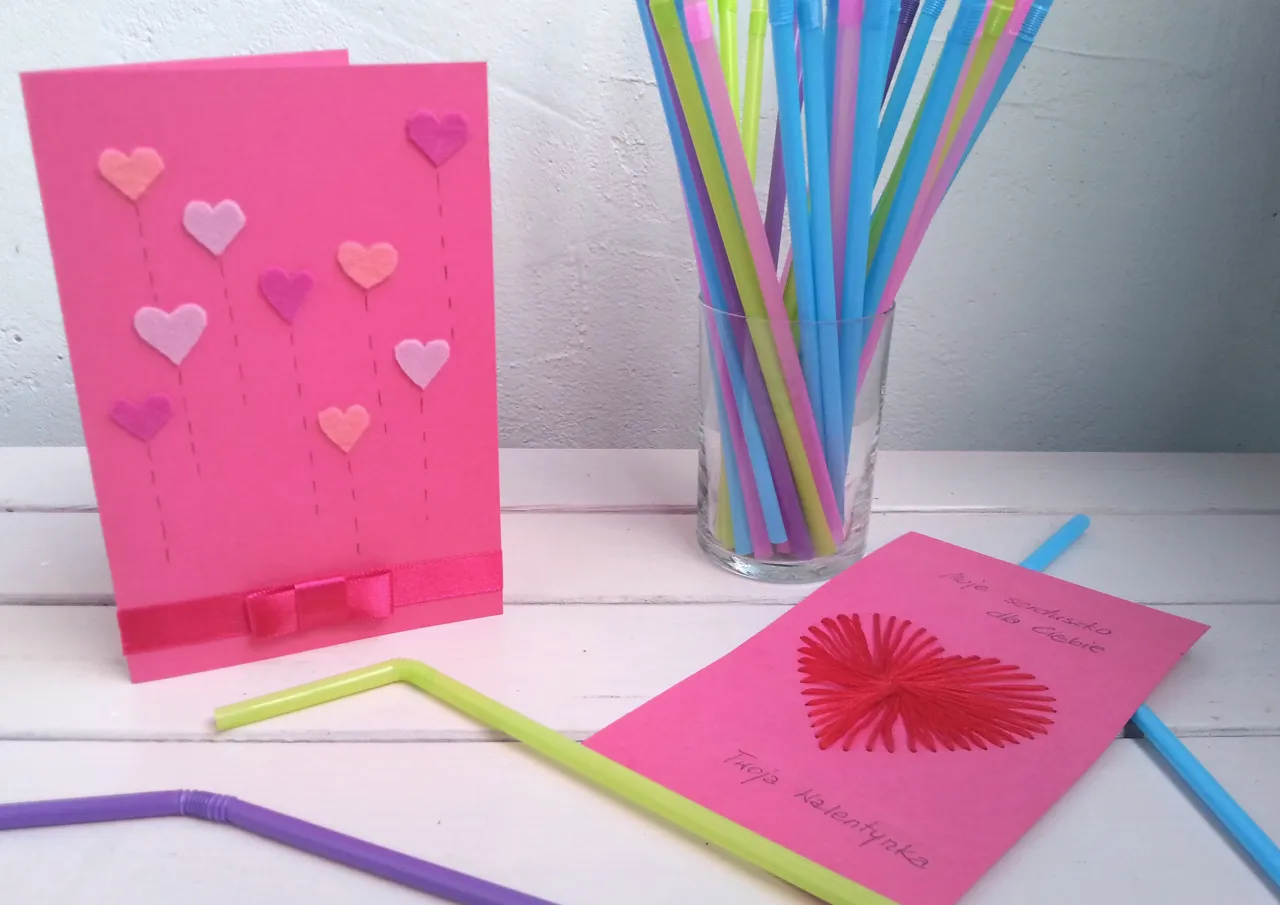 materiały do kartek walentynkowych DIY