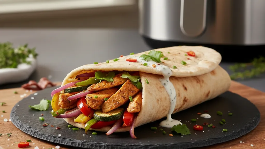 zdrowy kebab z kurczakiem i warzywami