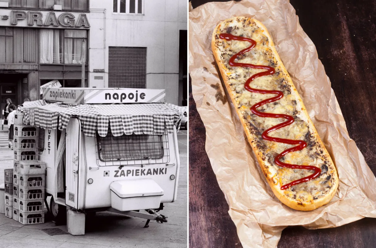 Zapiekanka z pieczarkami PRL