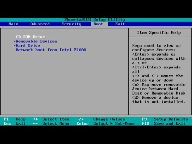 ustawienia bios uefi boot order