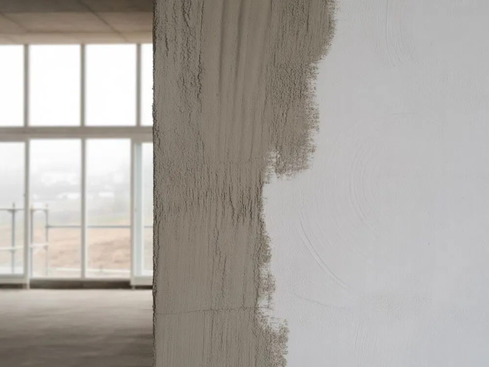 Por&oacute;wnanie powierzchni tynku cementowo-wapiennego przed i po gładzi