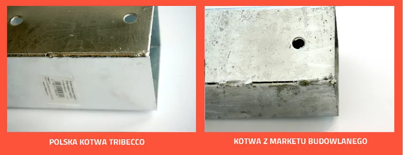 uszkodzona z g&oacute;ry kotwa do słupa podczas wbijania