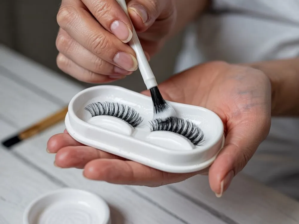 mycie przedłużanych rzęs szczoteczką i pianką