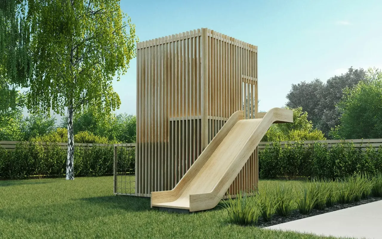 Nowoczesny plac zabaw Jankowice pod palmami