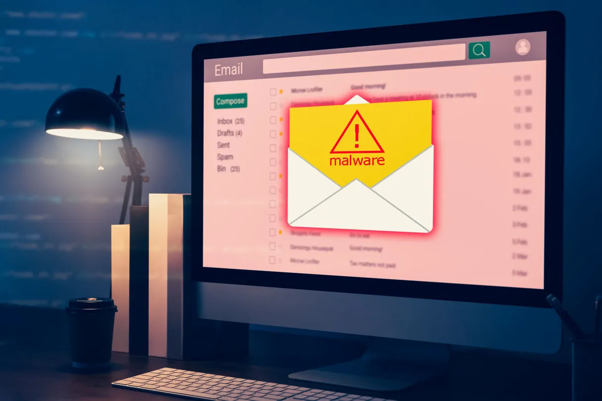 Ostrzeżenie o złośliwym oprogramowaniu na ekranie komputera. Dowiedz się, jak usunąć malware i zabezpieczyć swoje dane.