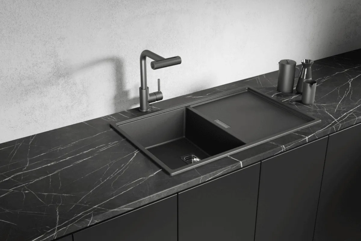 Zlew granitowy po umyciu