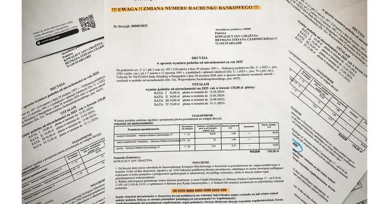 podatek od nieruchomości dokumenty kalendarz