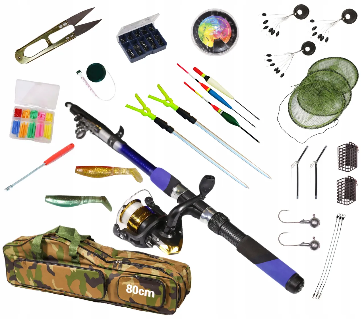 kompletny zestaw wędkarski na spławik elementy