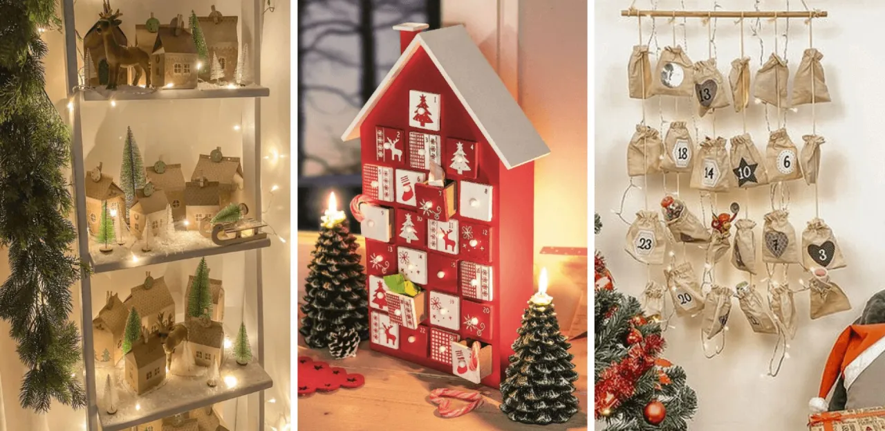 inspiracje kalendarz adwentowy z rolek choinka domek girlanda
