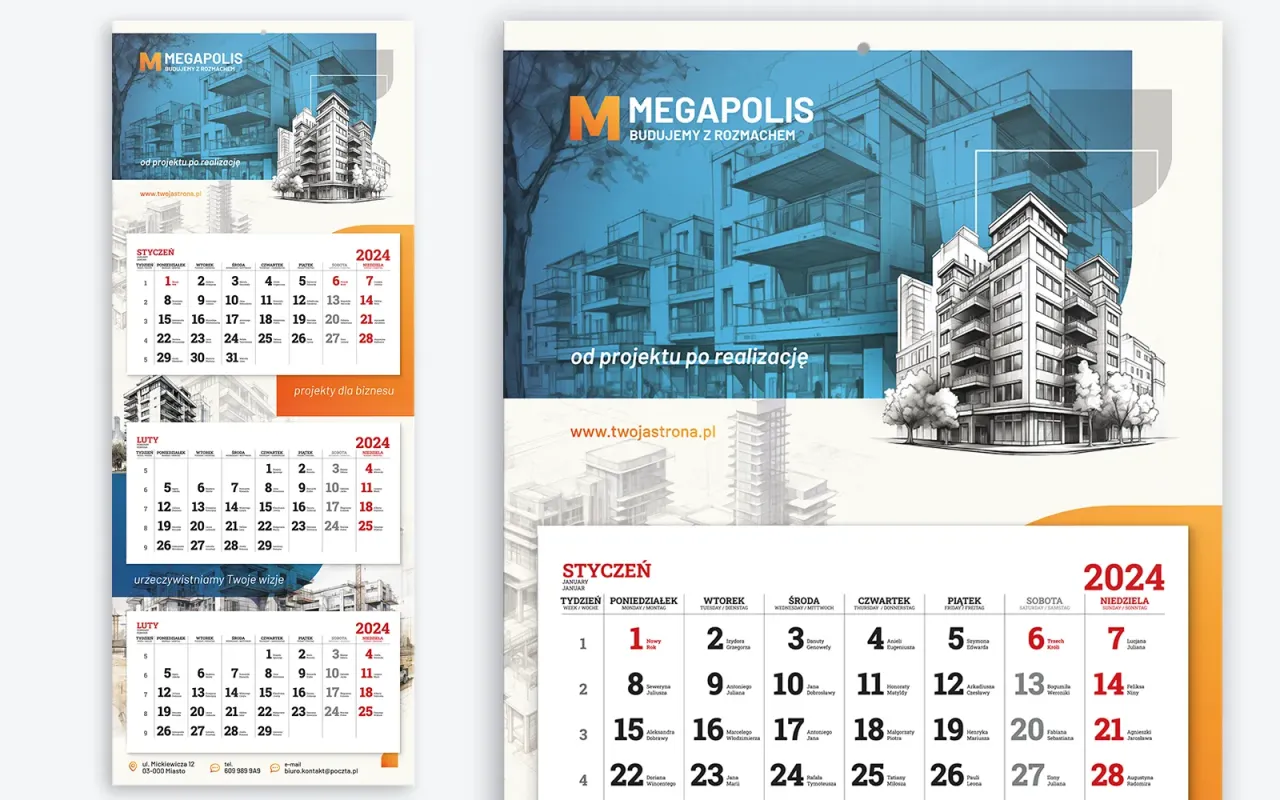 Kalendarz z zaznaczonymi dniami, dokumenty budowlane