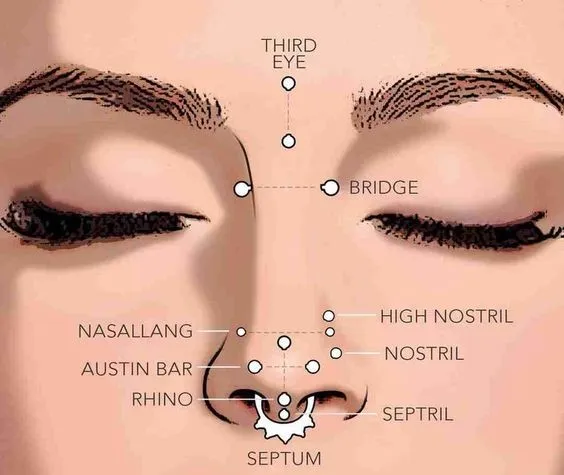 rodzaje piercingu nosa infografika