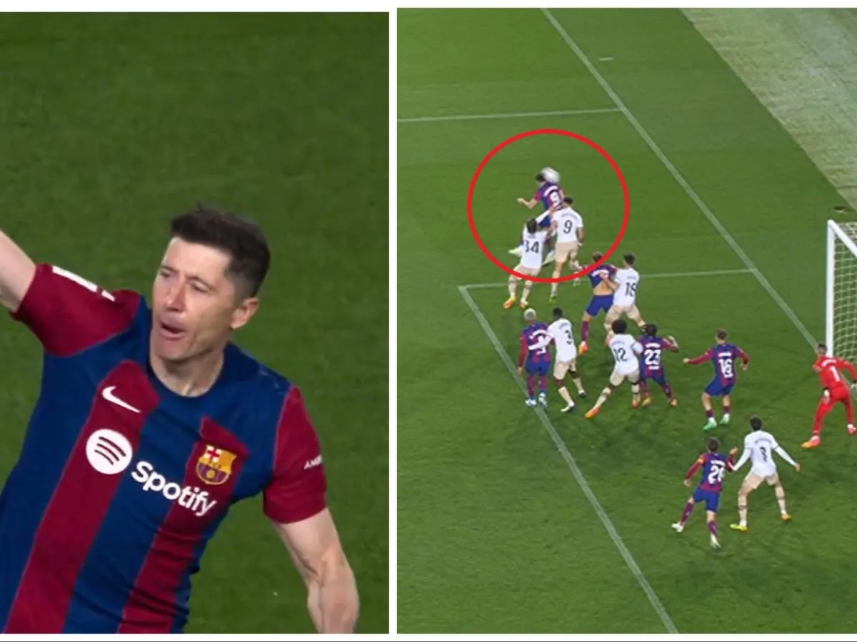 Piłkarz w koszulce Barcelony świętuje bramkę. Na boisku trwa mecz, a czerwone koło wskazuje kluczowy moment, kt&oacute;ry może być częścią hattricka.