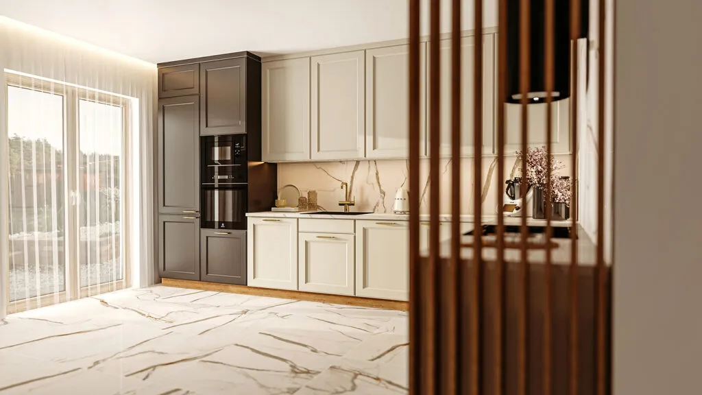 optyczne wydzielenie kuchni w salonie